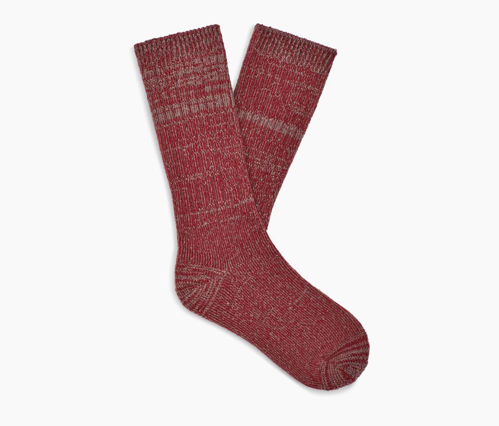 Ugg Trey Rib Knit Slouchy Crew - Mens Socks - Claret - NZ (6038YNPGE)